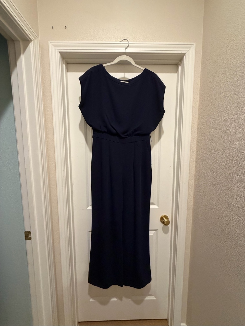 Eliza J Navy Blue Wide Leg Jumpsuit Size 4 Tie Waist
